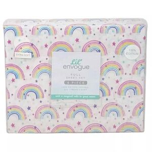 Lil ENVOGUE FULL 4 PC Soft Cotton Percale Bright Rainbow & Stars Sheet Set  NEW